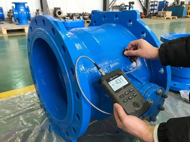 Hydrostatic pressure testing and leakage inspection for every butterfly valve unit