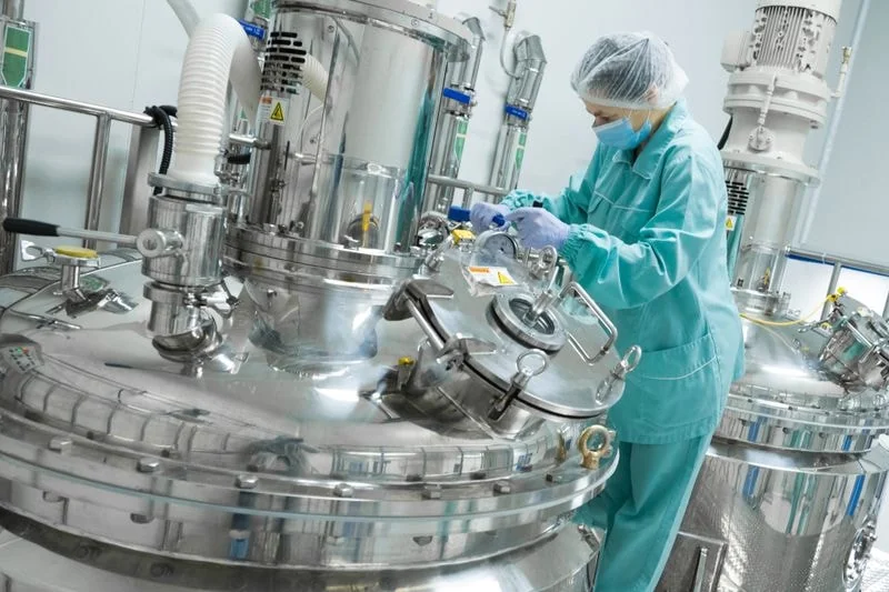 PTFE lined butterfly valves in chemical processing plant for corrosive media handling