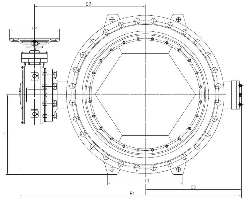 Double eccentric butterfly valve with actuator mounted for low torque operation