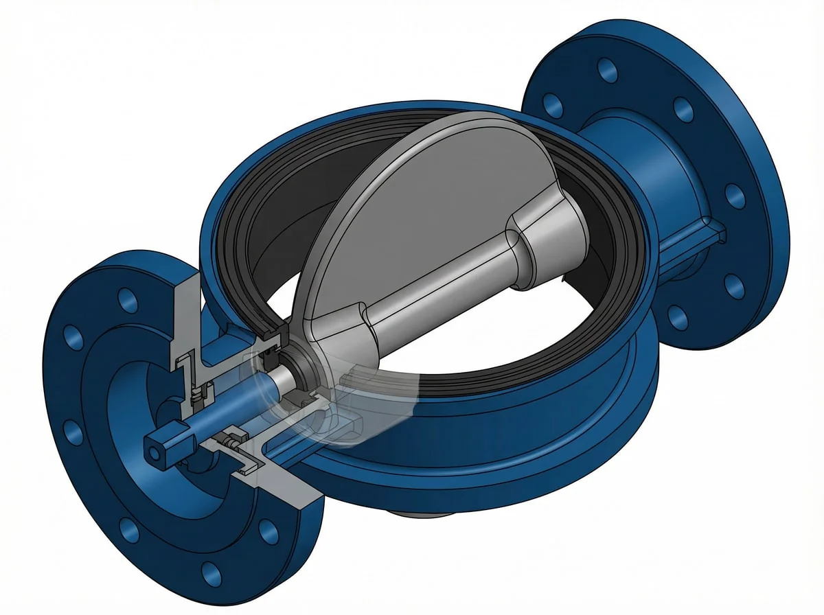 Main butterfly valve for large diameter high pressure pipeline shut-off
